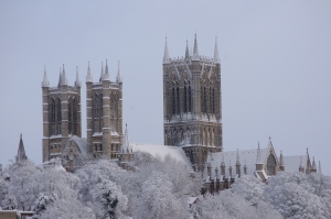 Lincoln cathedral looking beautiful in the snow